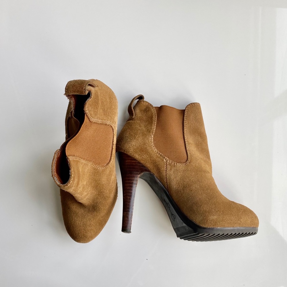 Jessica Simpson Brown Suede Platform Ankle Booties Size 6.5